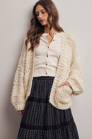 The Fall Festive Knit Cardigan - CREAM