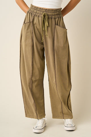 The Izzy Barrel Pants - OLIVE