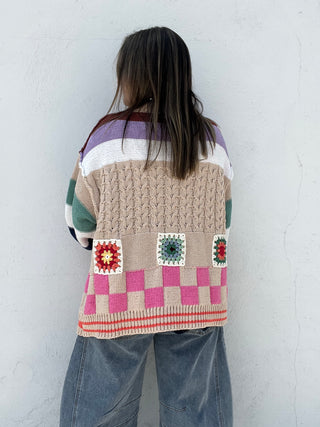 The Beat The Chill Cardigan - PURPLE/NEUTRAL