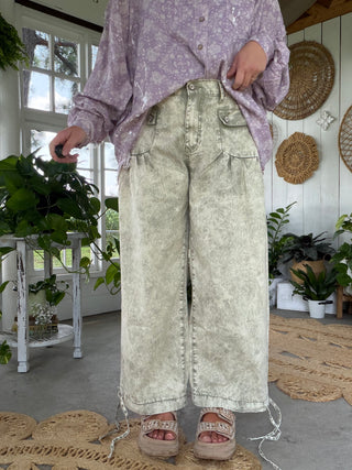 The Beach Washed Lotus Pants - OLIVE