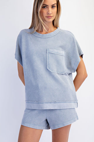 The Powder Blue Waffle Top