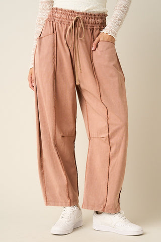 The Izzy Barrel Pants - RED BEAN