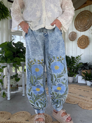 Secret Garden Denim Joggers - DENIM