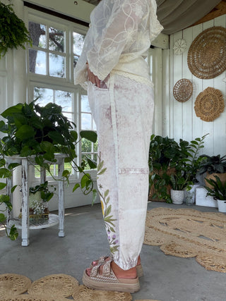 Secret Garden Denim Joggers - PINK MARBLE