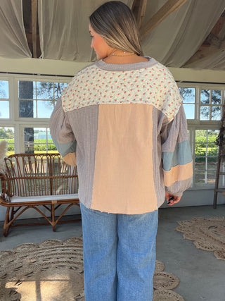 The Boho Dream Patch Top - BLUE