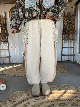 The Main Street Studded Joggers - CREAM