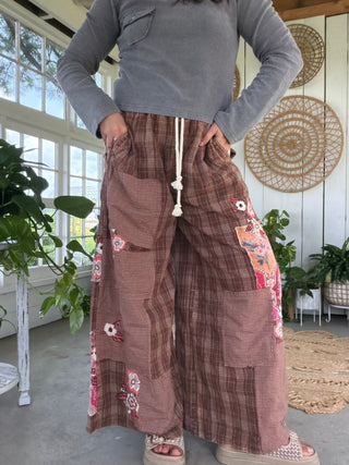 The Falling Leaves Plaid Pants - BERRY