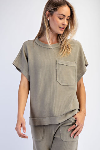 The Olive Waffle Top