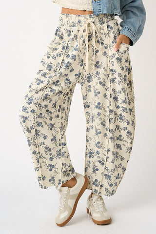 The Mya Floral Barrels - CREAM NAVY FLORAL