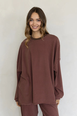 THINGS IN BETWEEN - LEVI TOP -  TBT14182  - BROWN PINK