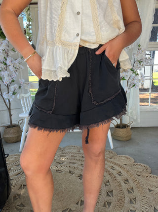 The Luma Ruffle Shorts - BLACK