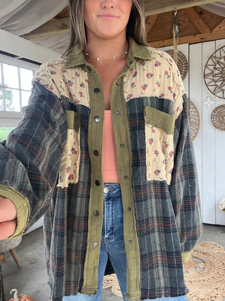 The FallIng Floral Flannel - OLIVE PREORDER 11/15