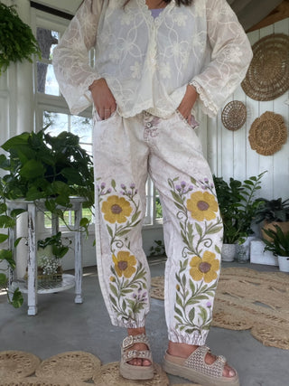 Secret Garden Denim Joggers - PINK MARBLE
