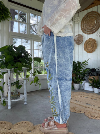 Secret Garden Denim Joggers - DENIM