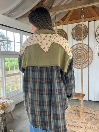 The FallIng Floral Flannel - OLIVE PREORDER 11/15