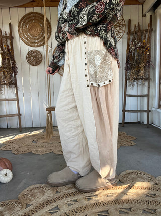 The Main Street Studded Joggers - CREAM