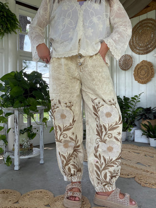 Secret Garden Denim Joggers - SAND