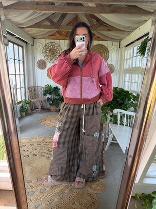 The Falling Leaves Plaid Pants - OLIVE