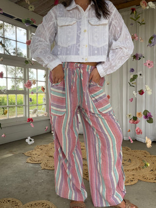 The Beach Goer Stripe Pants - PASTEL