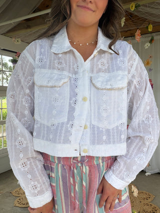 Eyelet Skies Top - WHITE