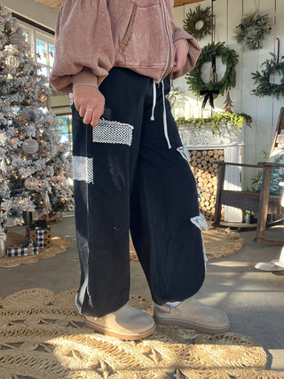 Stitch In The Stars Joggers - BLACK