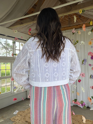 Eyelet Skies Top - WHITE