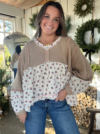 The Marigold Peplum Top - BUTTERCREAM