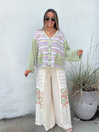 The Destiny Floral Pants - CREAM