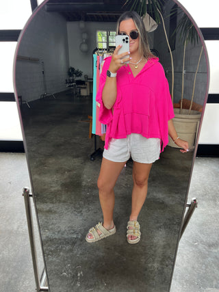 Ribbed Nautical Henley - PINK