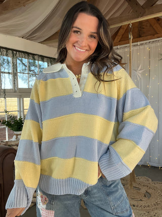 Cloud Nine Striped Sweater - YELLOW/BLUE