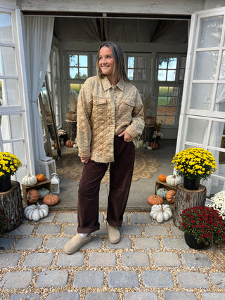 The Crisp Season Floral Shacket - MOCHA