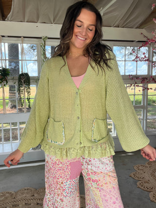 Wildflower Charm Cardigan - GREEN