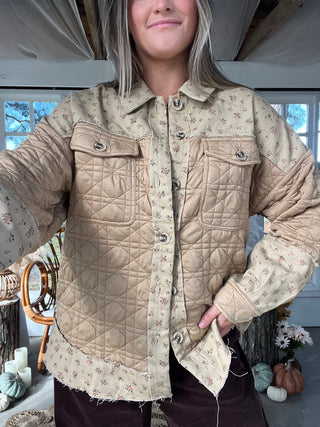 The Crisp Season Floral Shacket - MOCHA