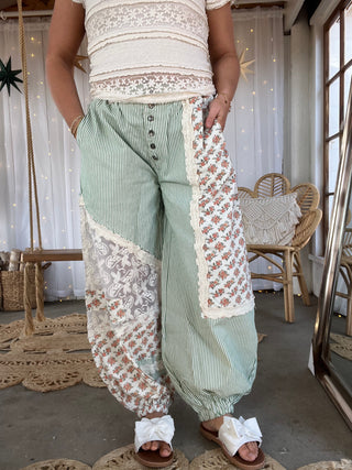 The Park Ave Lace Joggers - SAGE