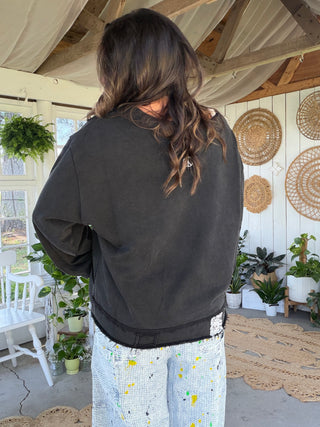 The Criss Cross Peace Pullover - BLACK