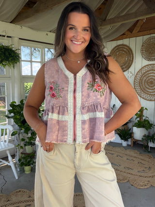 The Pink Marble Embroidered Vest