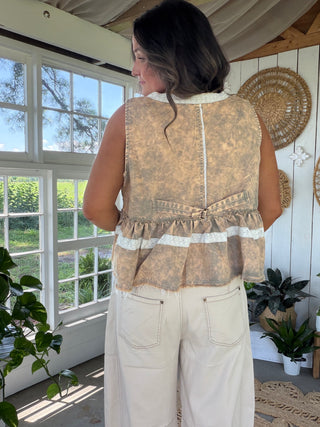 The Tan Marble Embroidered Vest