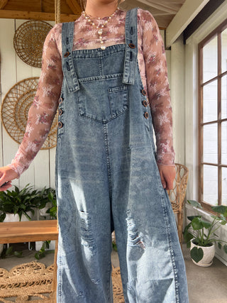 The Gilli Washed Denim Bandana Jumpsuit Blue