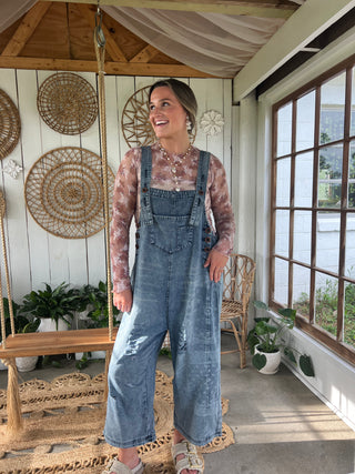 The Gilli Washed Denim Bandana Jumpsuit Blue