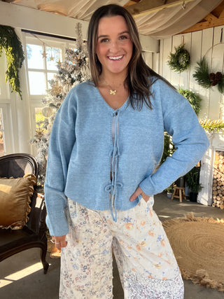 The Blue Cloud Bow Cardigan