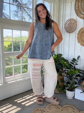 The Beach Breeze Joggers - CREAM/PINK