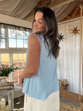 Harbor Lace Tank - BLUE