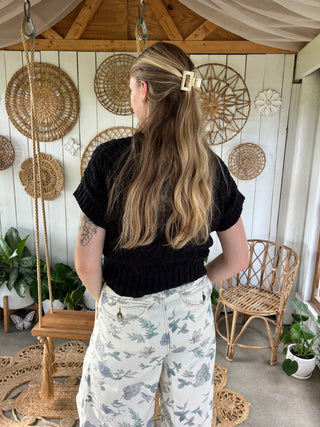 The Piper Crochet Sweater - BLACK
