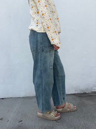 The Misty Painted Barrel Jeans