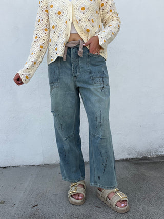 The Misty Painted Barrel Jeans
