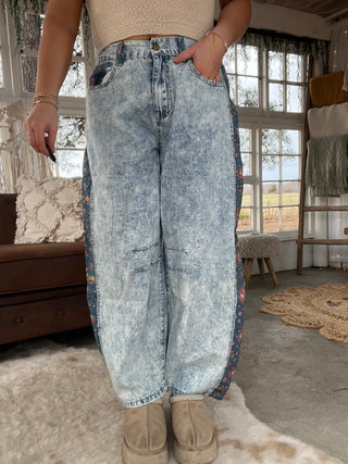 The Blissful Floral Barrel Jeans