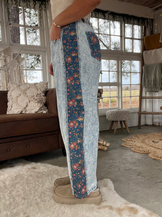 The Blissful Floral Barrel Jeans