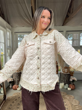The Crisp Season Floral Shacket - CREAM