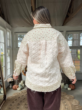 The Crisp Season Floral Shacket - CREAM