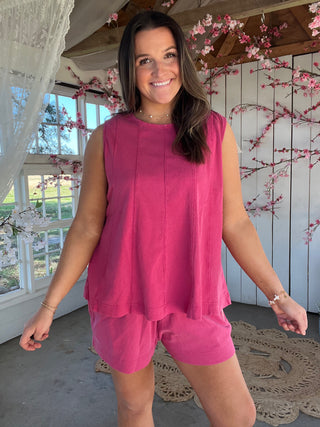 The Sand Dune Short Set - FUSHIA